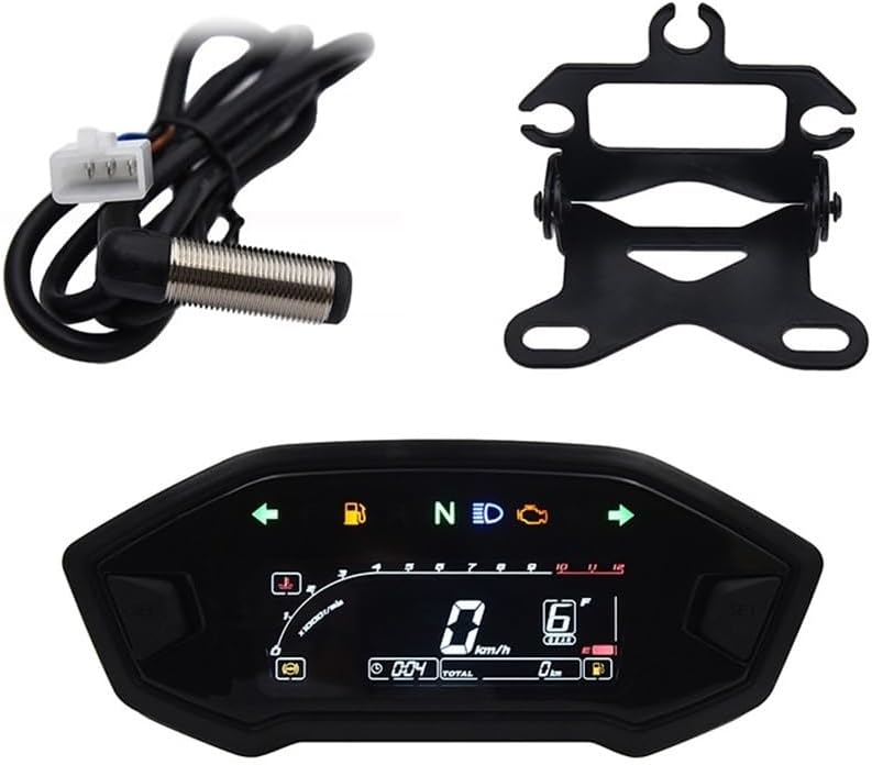Motorcycle Speedometer Gauge Universal Motorcycle Digital Tachometer LED Dashboard Instrument Panel Meter Display 10000 RPM for Cylinder 1 2 4