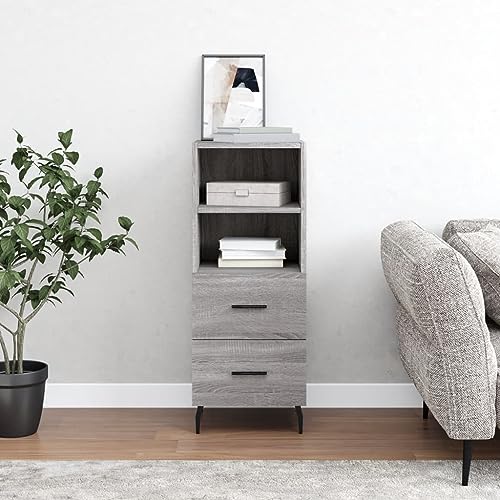 UJCHVHN Aparador Sonoma gris 34,5 x 34 x 90 cm, madera de ingeniería, armarios y almacenamiento, bufés y aparadores