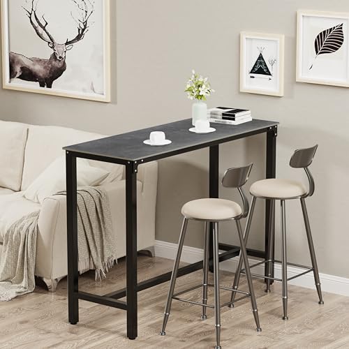 Image of FATIVO 120cm Rectangular Bar Table Sintered Stone Marble Top, 105cm Height