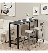 Fativo Bartafel, marmer, bistrotafel, rechthoekig, statafel, keuken, keukentafel, 105 cm, hoge tafel, zwart