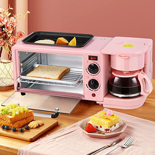 3 In 1 Breakfast Station Multifunctional Toaster Oven Station Coffee Maker Stainless Toaster With Griddle For Making Coffee, Sandwiches, Cake #TOP4