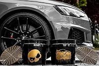 Nuke Guys Golden Bucket Fallout - Used Look Edition - 2X GritGuard Wascheimer 13L, GritGuard Eimereinsatz Gold + 2X Deckel schwarz - Autowascheimer mit Schmutzsieb zur Autowäsche/Motorradwäsche – Ansicht 3
