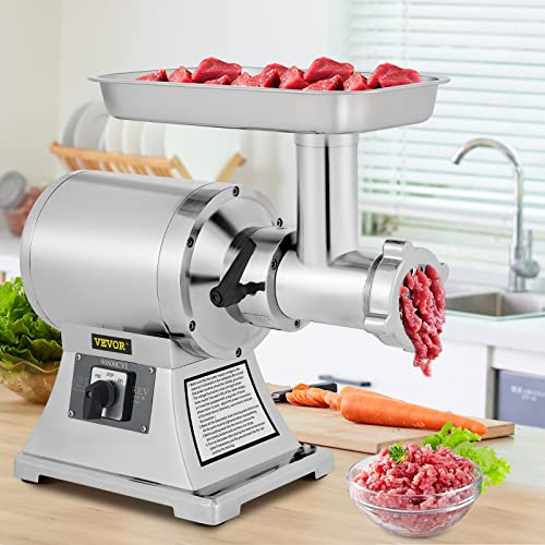 Vevor Electric Meat Grinder,331 Lbs/Hour 1100W Meat Grinder Machine 225R/Min Electric Meat Mincer With 2 Grinding Plates, Meat Grinder Heavy Duty, Home Kitchen & Commercial Use Silver #TOP7