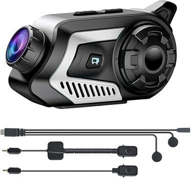 OBEST Motorcycle Helmet Bluetooth Headset with 2K Camera, Motorcycle Communication Systems, Support 6 Riders 800M Wireless Handsfree Intercom, 140Wide Angle/Music Sharing/FM Radio