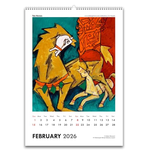 Image of Tallenge - 2026 Desk Calendar - M F Husain - Art By Indian Master - 6 x 9 Inches for Home & Office (Paper, Desk Calendar)