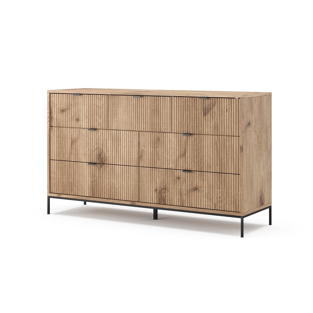 Vicco Aparador Eliza, Roble Vikingo, 42 x 81 cm | con 7 cajones, para guardar ropa y artículos del hogar