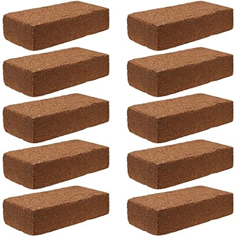 MUKCHAP 10 x 580g Coconut Soil Brick, 9L Natural Coconut Fibre Substrate Soil Block, Coco Coir Potting Soil Brick for Plants, Flower Planting, 90 L Total Cover