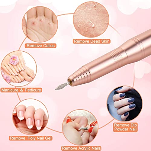 Porfessional Acrylic Nail Drill, Usb Electric Nail Drill Machine, Portable Electrical Nail File Kit For Gel Nails And Home Salon, Manicure Pedicure Polishing Shape Tools, Gold #TOP5