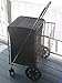 PrimeTrendz Jumbo Shopping/Laundry Folding Cart with Double Basket, Front Swivel Wheels, Thicker Soft Handle, Black