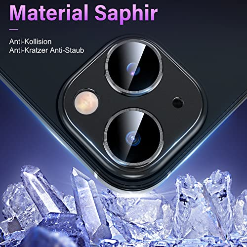 Image of Uyiton for iPhone 14 /iPhone 14 Plus Camera Lens Protector, [Not for iPhone 14 Pro /14 Pro Max][Drop Protection] 9H Tempered Glass Camera Cover Screen Metal Ring Case Friendly Scratch Resistant - Black