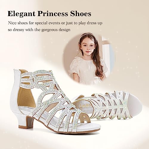 Image of LAURMOSA Little Girls Sandals High Heels Formal Shoes Open Toe Pump Sandals Glitter Party Wedding Shoes for Big Kids Toddler