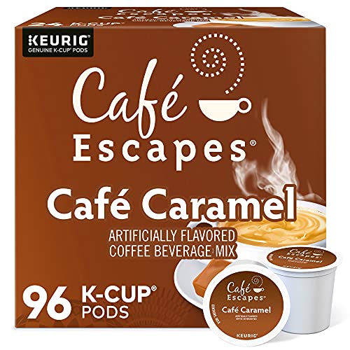 Cafe Escapes, Cafe Caramel Coffee Beverage, Single-Serve Keurig K-Cup Pods, 96 Count (4 Boxes of 24  - //coolthings.us