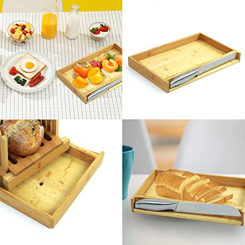 image for PURENJOY Bread Slicer For Homemade Bread Bamboo Bread Slicing Guide Wi