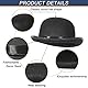 EOZY Herren Damen Melone Bowler Hut Herbst Reiterhut Filzhut Erwachsenenhut Fedora Partyhut Fasching Karneval Kappenhöhe 12cm Schwarz