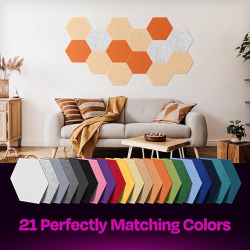 Image of Acoustic Panels 12-Pack Soundproof Wall Panels 12 inchX10.4 inchX0.4 inch Sound Panels High Density Sound Dampening Panels - [Soft Camel Hexagon]