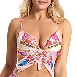 Womens Indian Belly Dance Costumes Performance Outfits Butterfly Bandage Padded Bra Sequin Pearl Embroidery Tank Top Pink