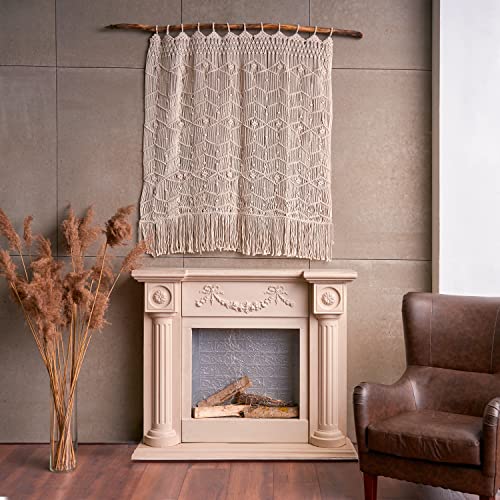 Glogex Handmade Macrame Decor Large, 56X52 Inch - Macrame Valance Window Curtains, Boho Woven Wall Hanging,100% Cotton, Tapestry Fringe Wall Decor #TOP5