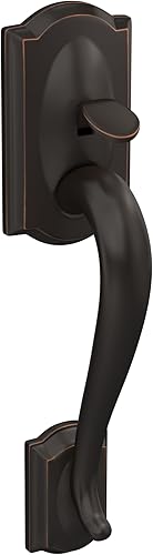 Vista 38 de SCHLAGE FE285 622 Acc CAM LH - Juego de manijas, estilo de agarre inferior, negro mate, con reborde decorativo, colección Camelot