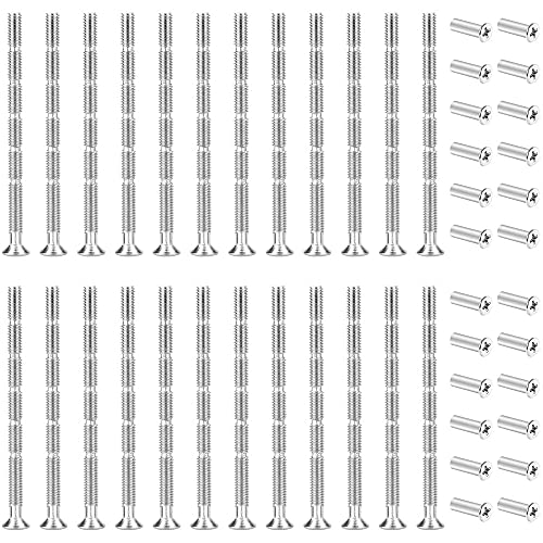 ZHIQIN 24 Pcs Tornillos M3 con 24 PCS Tuercas de Acero Inoxidable Niquelado de Conexión de Manijas de Perno Conector Tornillo M3 de Conexión y Fijación Tornillo para Tirador de Puerta y Manijas