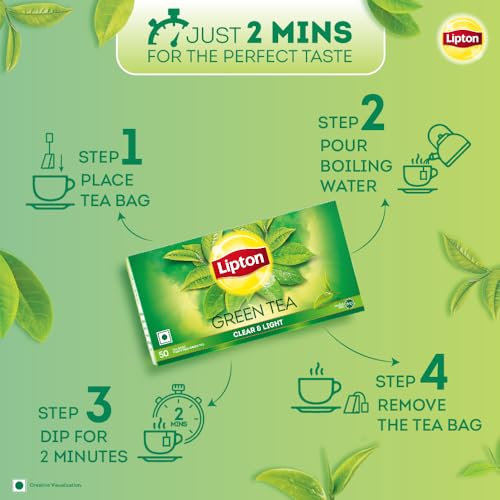 Image of Lipton Clear & Light Green Tea Bags 50 pcs (Pack of 2)
