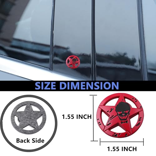Image of Star Skull Emblem for Car Windows, Trucks, Hood, Laptops Car Decoration (Red)