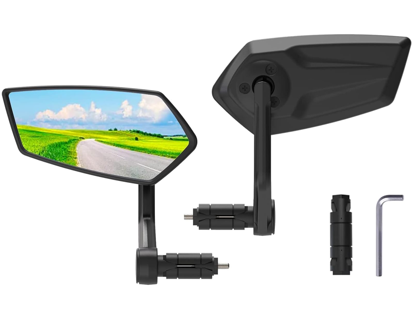 RBRL Extra Große Bar End Fahrradspiegel - Schlagfeste Spiegelfläche Rückspiegel für E-Bike Universal Fahrradrückspiegel (1 Paar)