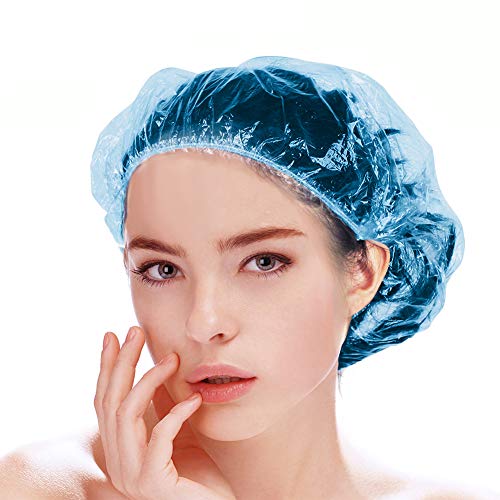 100Pcs Disposable Shower Caps, Thickening Plastic Elastic Bath Caps, Waterproof Clear Hair Caps for Women, Kids at Spa, Home, Hotel, Salon