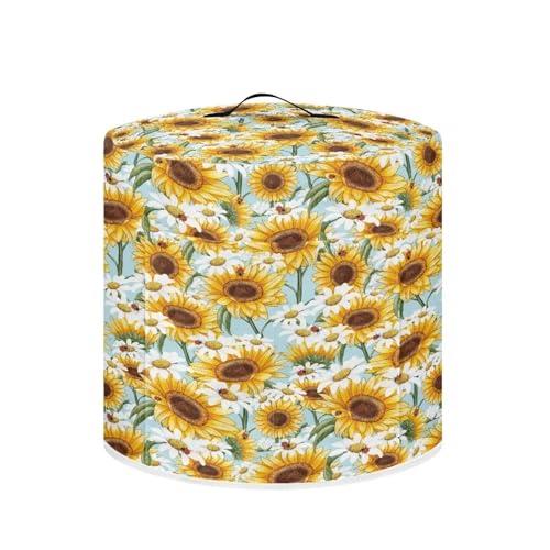 Image of Cozeyat Sunflower Dasiy Pressure Cooker Cover Compatible, Air Fryer Dust Cover Round Protective Cover Bag with Top Handle and 2 Pocket for Electric Pressure Cooker /rice Cooker