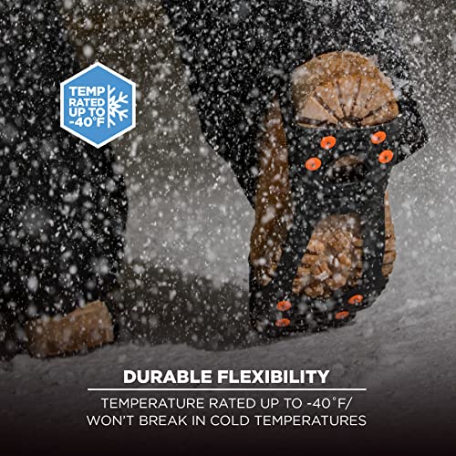 Image of Ergodyne 6300TC TREX Tungsten Carbide Traction Cleat Grips Ice and Snow, One-Piece Easily Attaches Over Shoe /Boot with Carbon Steel Spikes to Provide Anti-Slip Solution