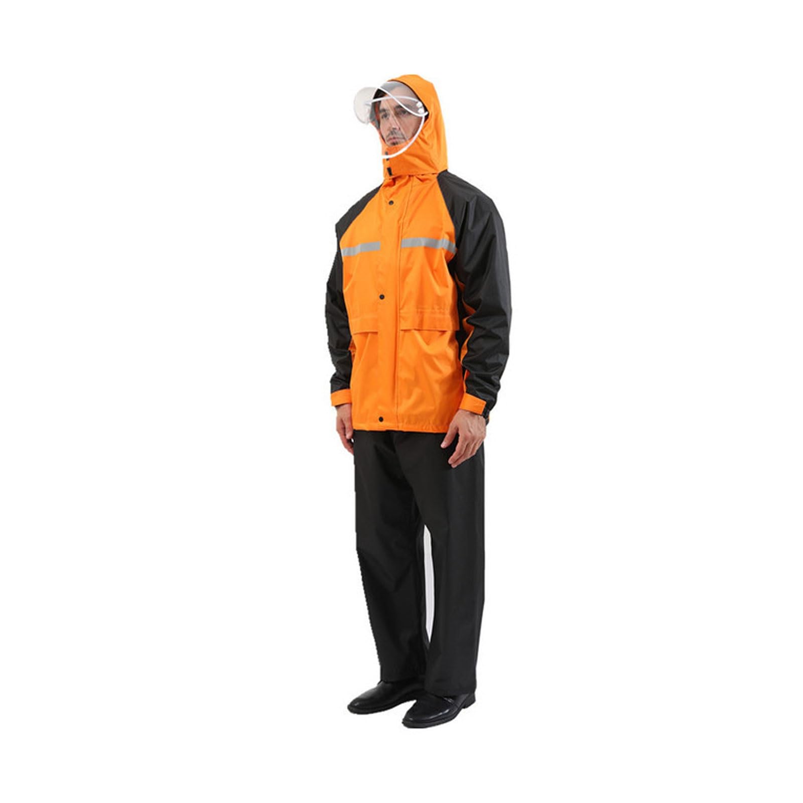 esmen Conjunto de chaqueta y pantalón reflectante de doble capa, traje impermeable de seguridad grueso for adultos al aire libre, impermeable de moda.(Oranje,X-Large)