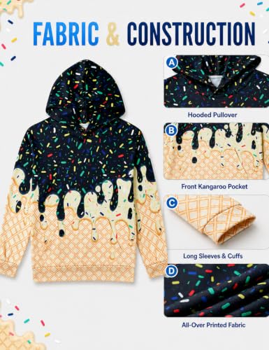 Move Dance Boys Baseball Hoodies Ice Cream Size 9-10 Pullover Sweatshirts - image 6