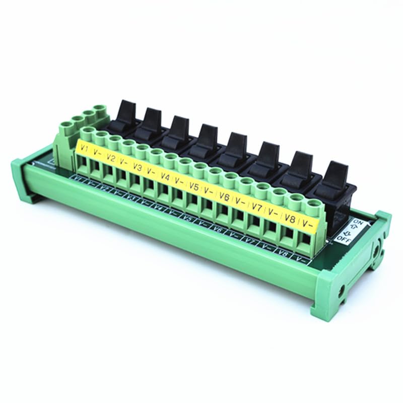 DIN Rail Mount 8 Channel Paddle Switch DC Power Distribution Strip Module