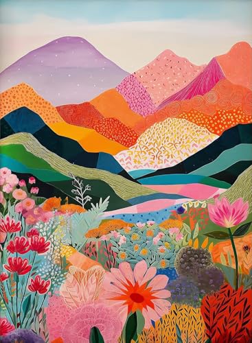 Image of ARPADAMO Mountain Diamond Art Kits for Adults,5D Flower Diamond Painting DIY Diamond Art Diamond Painting Kits for Adult,Round Full Drill Diamonds, Diamond Art Kits for Home Decor-12x16inch
