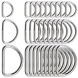 BronaGrand 60pcs Assorted Multi-Purpose Metal D Ring Semi-Circular D Ring for Hardware Bags Ring Hand DIY Accessories - 1/2 Inch, 3/4 Inch, 1 Inch