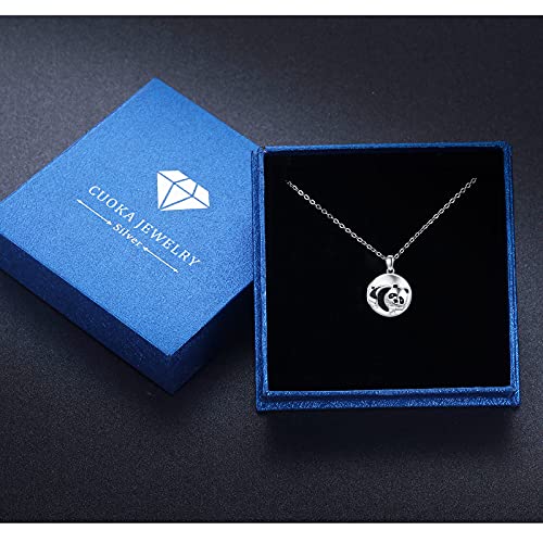 Panda Locket Necklace For Women, Sterling Silver That Hold 2 Pictures Pendant Necklace Round Shape Memory Photo Lockets Choker Cute Animal Family Jewelry Gifts For Mother Girls Friend #TOP7