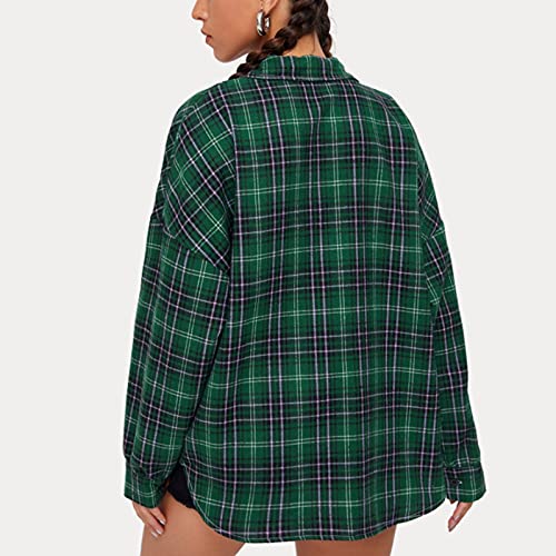 Zldhxyf Dames longblouse button down geruite blouse lange mouwen plaid shirt tuniek dun hemdjack - Image 5