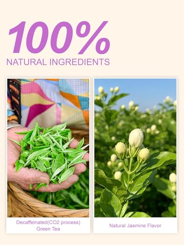 Image of TeeLux Decaf Jasmine Green Tea Bags, Decaffeinated Jasmine Tea, 100 Count