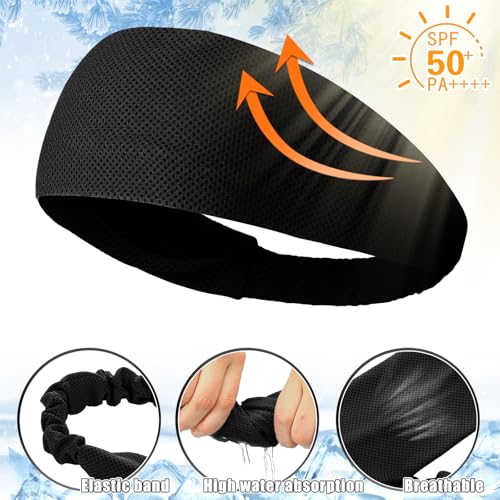 Image of 5pcs Summer Cooling Headbands for Men Stretchy Workout Sports Sweatbands Absorb Chill Cool Hairband for Hot Weather Running Golf Athletic