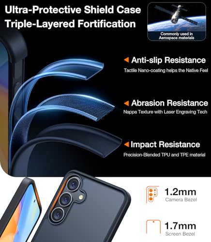 Image of TORRAS Guardian Shockproof for Samsung Galaxy S25 Case, [12FT Military Grade Drop] Thin & Soft Touch for Samsung S25 Case, Translucent Matte Protective Slim Case for Samsung S25, Black