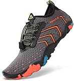 SAGUARO Badeschuhe Wasserschuhe Damen Herren Barfußschuhe Schwimmschuhe Schnell Trocknend Aquaschuhe Surfschuhe Wasserdicht rutschfeste Neopren Strandschuhe Wassersportschuhe, Orange, 46 EU