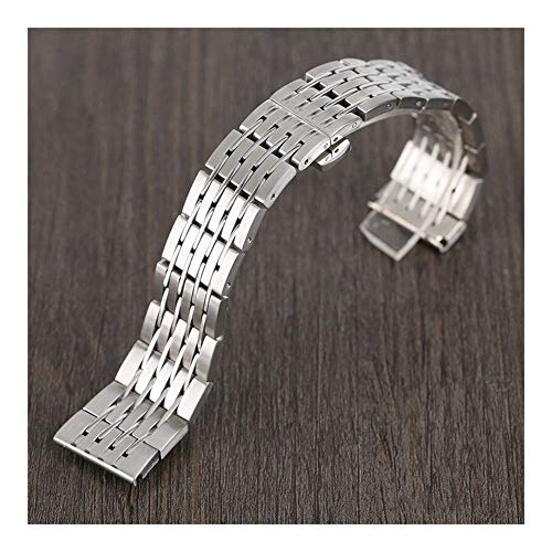 Straps,Watch Accessories 20mm 22mm 24mm Stainless Steel Watchband Silver Watches Strap Men Women Adjustable Bracelet + 2 Spring Bars (Size : 20mm)
