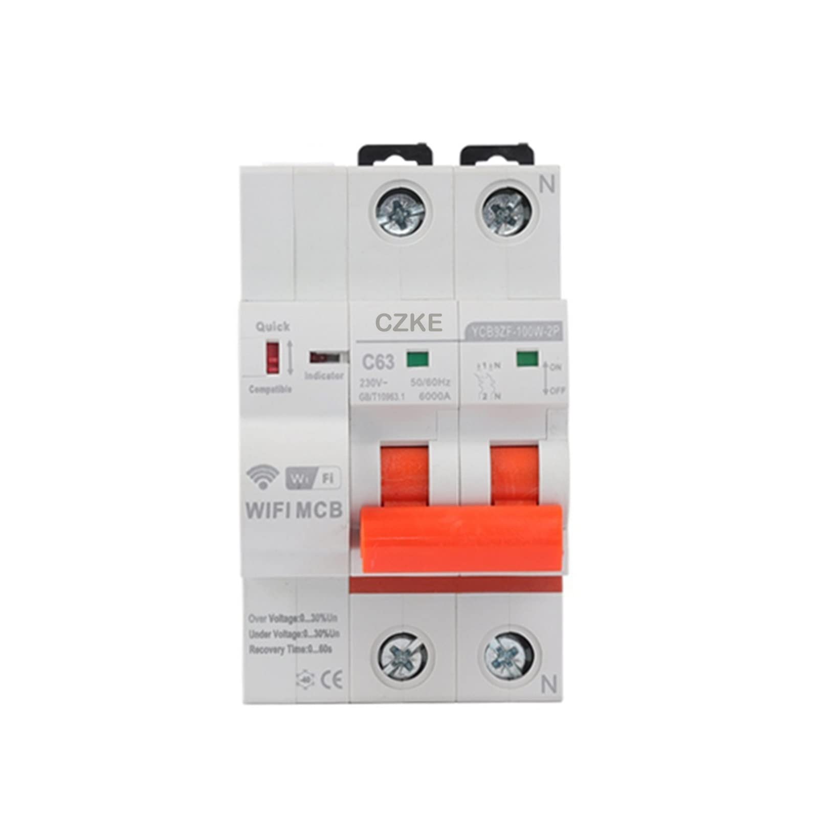 KKFAUS YCB9ZF 2P 3P 4P WiFi Smart Circuit Breaker Short Circuit Protection Timed Smart Reclosing Switch Remote Control (Color : 2p, Size : 40A)