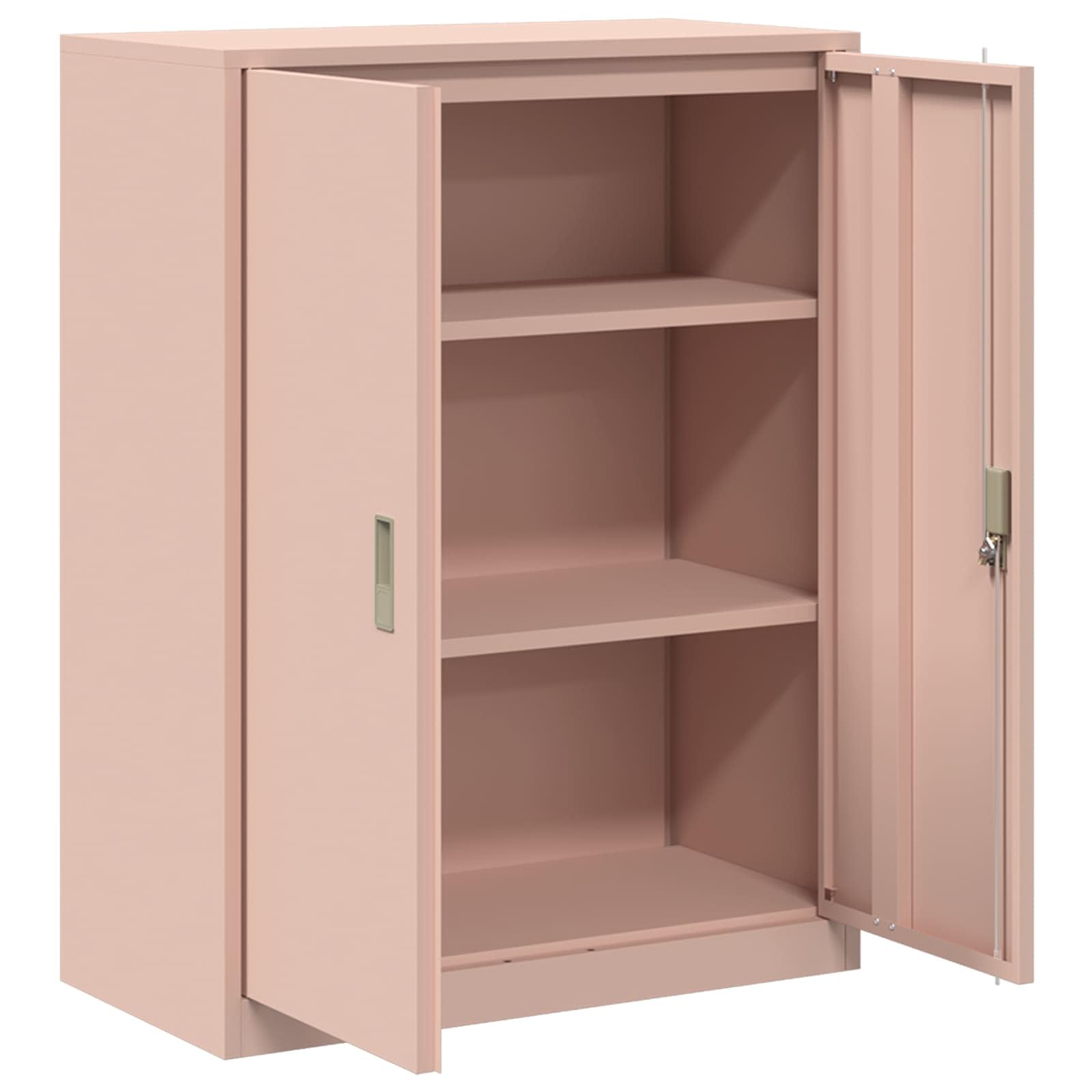 Aufbewahrungsschrank Rosa 80x40x105 cm Stahl, Industrie-Design Büroschrank abschließbar, kratzfeste Pulverbeschichtung, robuster Aktenschrank mit viel Stauraum für Büro Home Office und Praxis