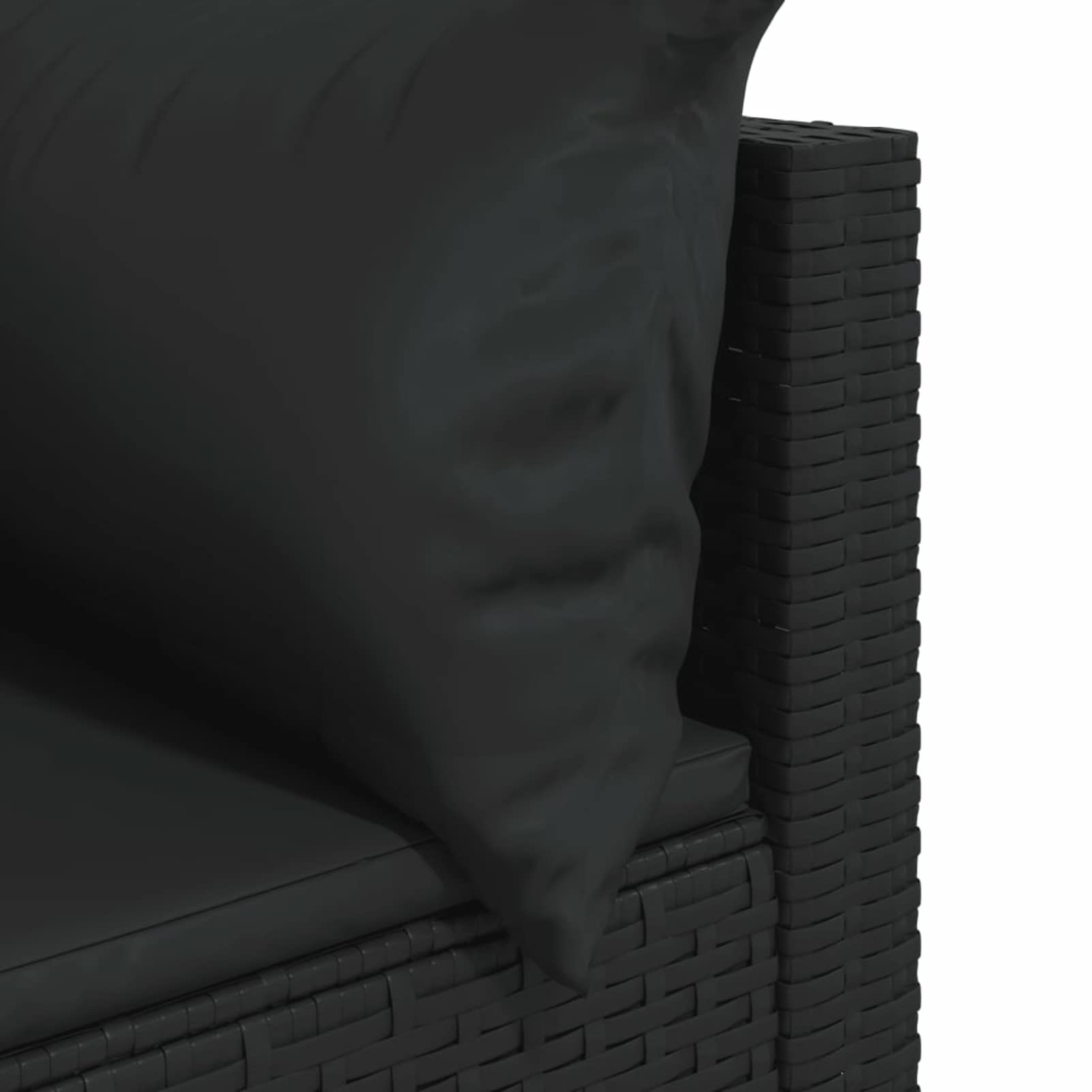 319779 Set Divani da Giardino 3 pz con Cuscini Nero in Polyrattan Testata in Legno,Testata Letto Matrimoniale Muebles Dormitorio Spalliera Letto Testiere per Letto Matrimoniale