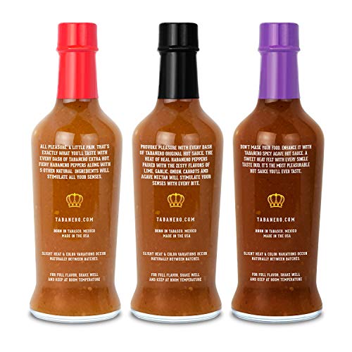 Tabañero Fiesta 3-Flavor Hot Sauce Variety Pack, 8oz. Bottles (Tri-Pack)