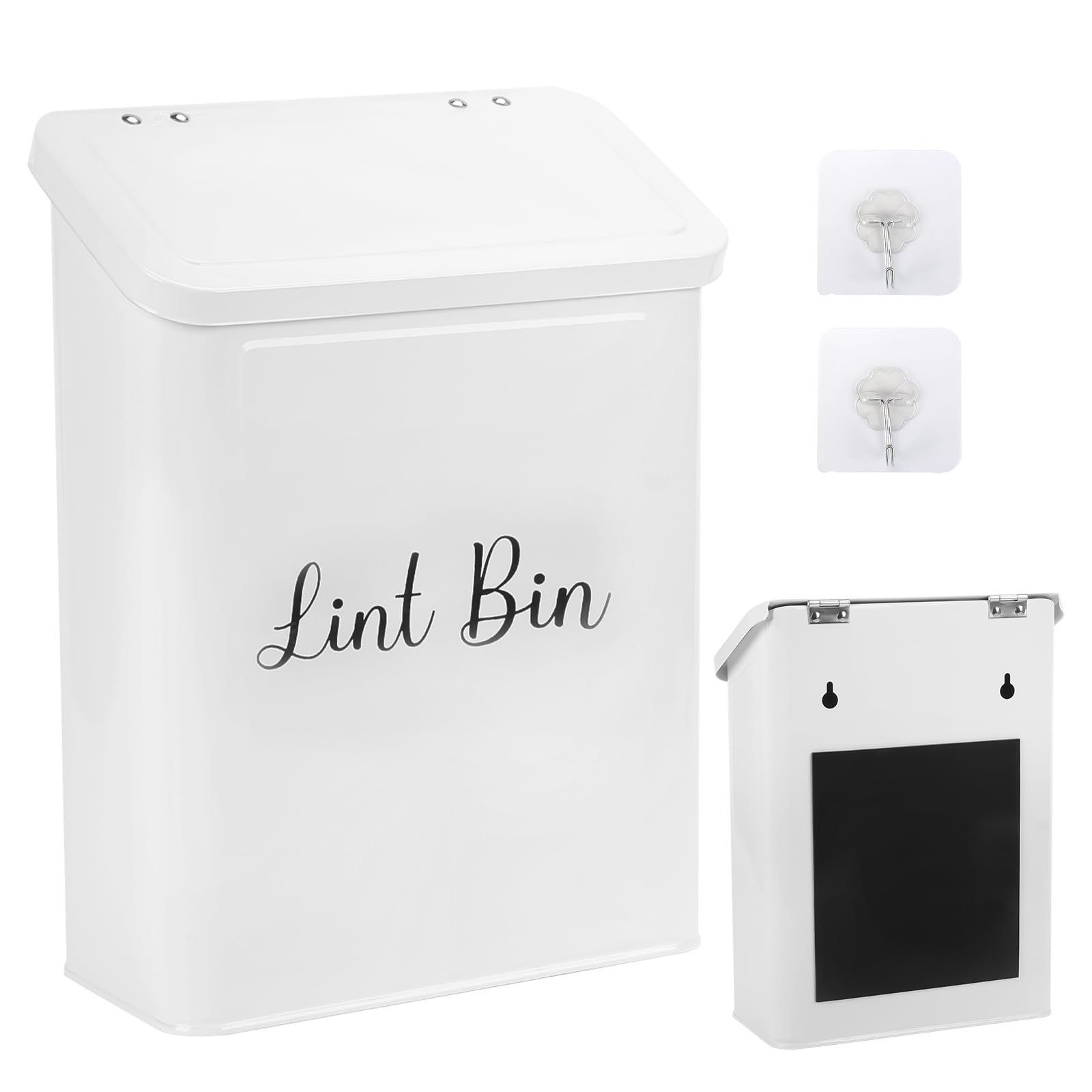 Contenedor Magnético para Pelusa para Lavandería, Soporte de Pared para Ahorrar Espacio Cubo de Basura de Metal con Tapa para Secadora para Decoración de Lavandería