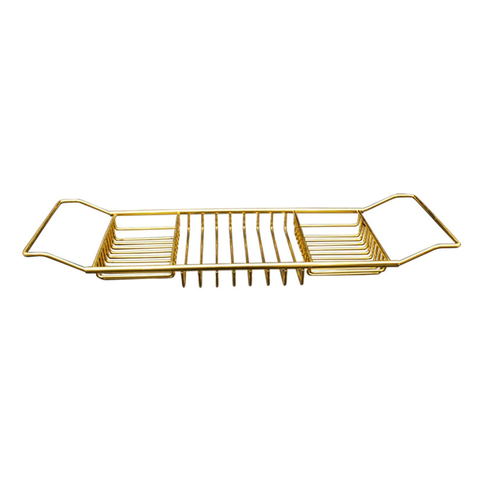 JKJZSALJ Multifunctional Stainless Steel Bathtub Tray Caddy - Elegant Bath Shelf For Relaxation Holds Books Drinks & Spa Essentials For Self-Care-Oro