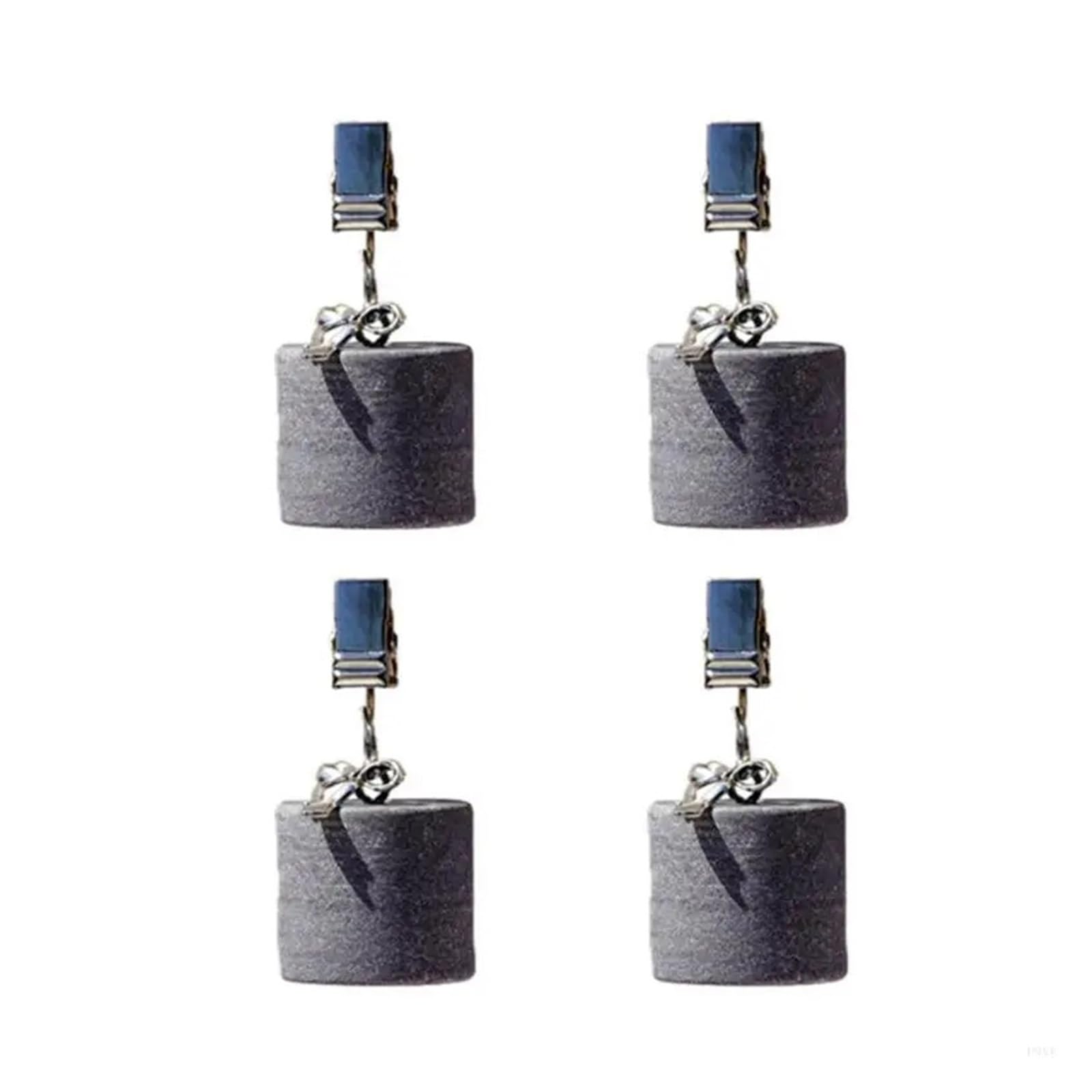 Lot de 6 poids de nappe en pierre avec pinces cylindriques en acier inoxydable pour la maison, les pique-niques, les tables de mariage (noir, 2,8 x 3 cm)