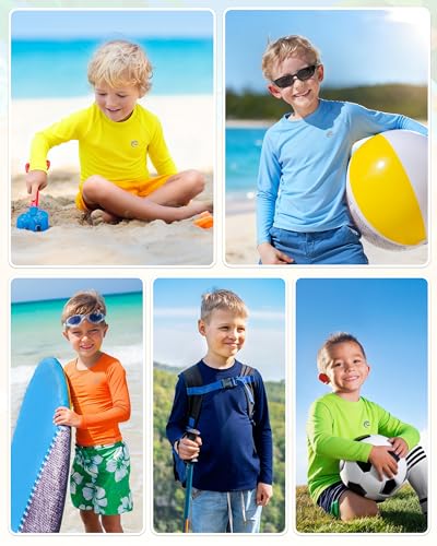 Image of Boys UPF 50+ Swim Shirt Long Sleeve, 1 or 2 Pack Rash Guard Tops