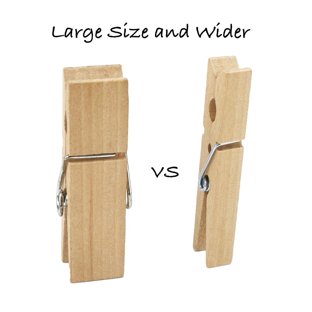 50 mollette grandi in legno, lunghe 7,2 cm e larghe 1,8 cm, robuste e resistenti